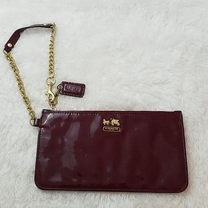 *Coach Burgundy Patent Leather Chain wristlet